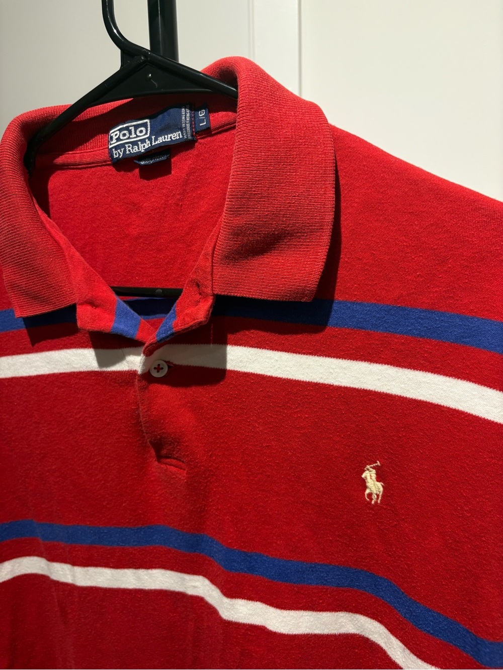 Polo by Ralph Lauren Red Stripe Polo with Blue & White Bands - Picture 6 of 8